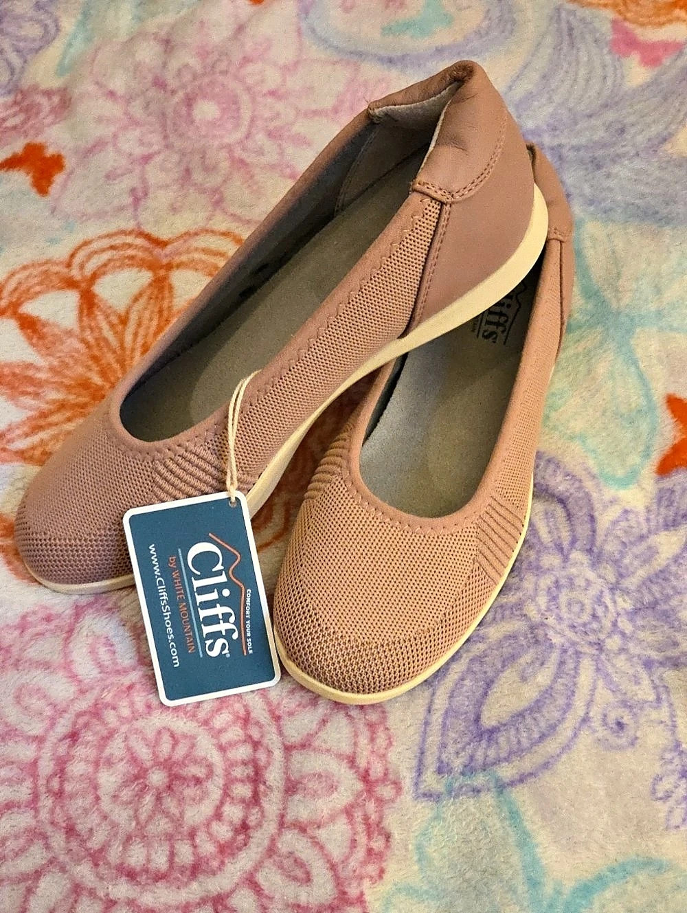 Cliffs by White Mountain Pink Knit Pavlina Comfort Flats Womens Size 6.5 NWT